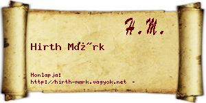 Hirth Márk névjegykártya